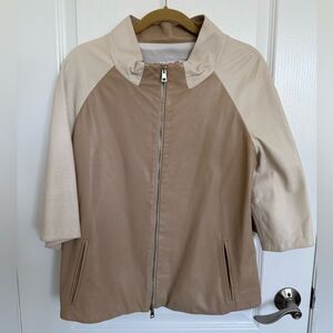 MICHELE NEGRI Beige and Cream Zip-Up Jacket